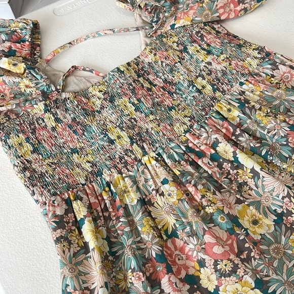 Heartloom Sz M Kendra Mini Dress Floral Babydoll Smocked Back Tiered - Picture 11 of 11